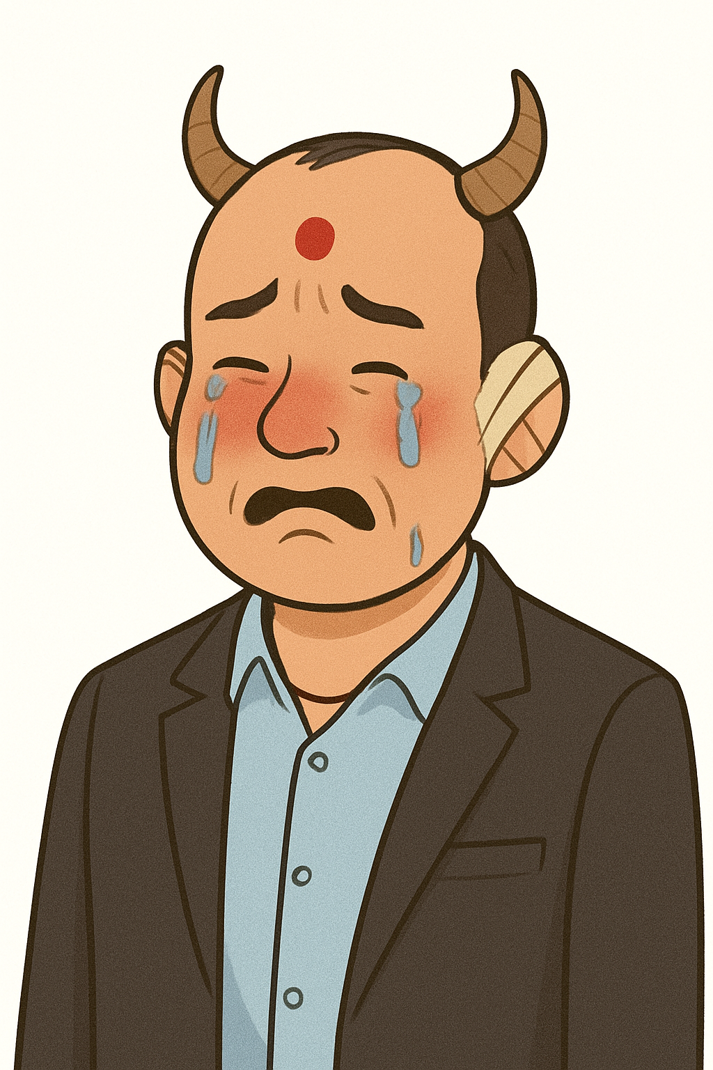 Satirical Caricature - Mutton Kaji Crying