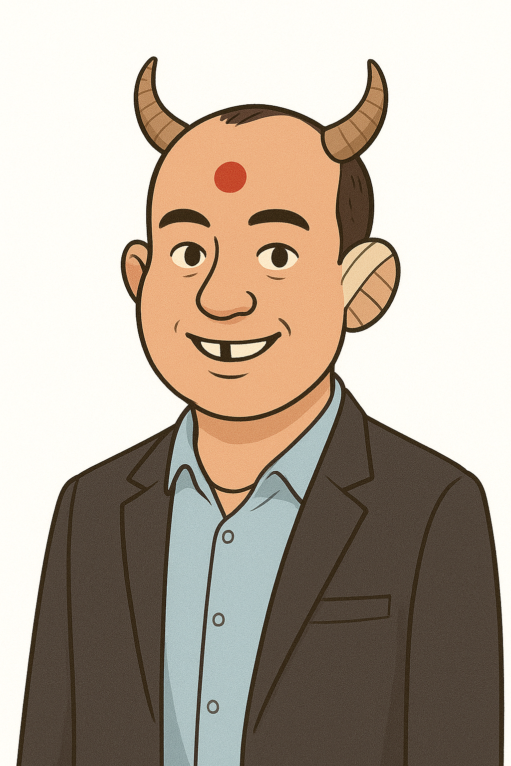 Satirical Caricature - Mutton Kaji Smiling